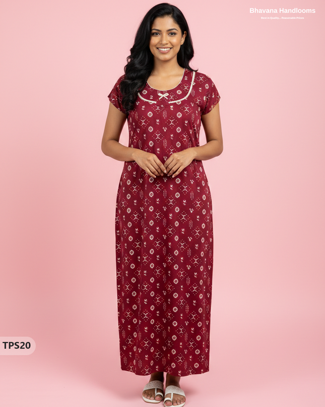Cotton Printed Nighties | Comfortable Free Size Nightwear for Women