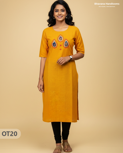 Cotton Tops with Full Length Lining Yellow Colour | Dailywear Essentials