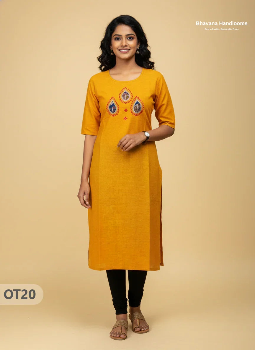 Cotton Tops with Full Length Lining Yellow Colour | Dailywear Essentials