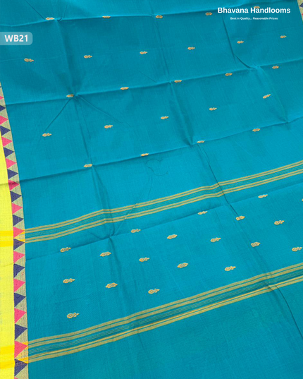 Authentic Kanchi Cotton Handloom Saree – Sky Blue Colour (Without Blouse)