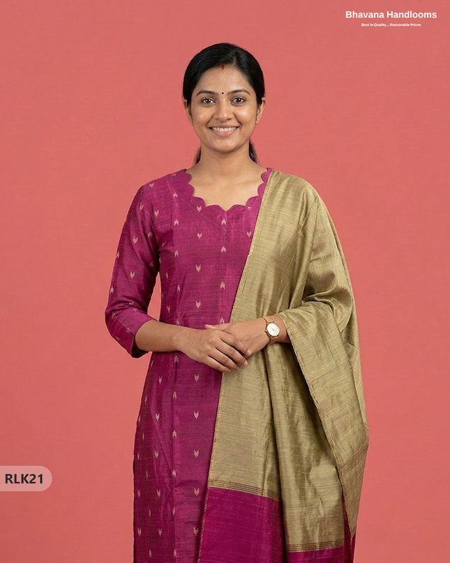 Raw Silk 2PC Set in Pink Colour | Top & Dupatta Only Ethnic Wear