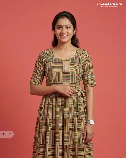 Kalamkari Design Frock – Multi Colour | Handloom Ethnic Wear with Half Lining