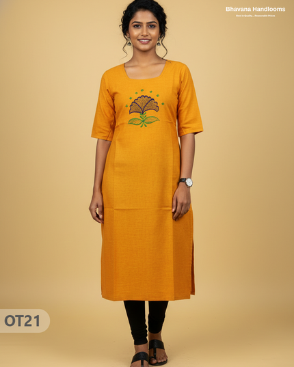 Cotton Tops with Full Length Lining Yellow Colour | Dailywear Essentials