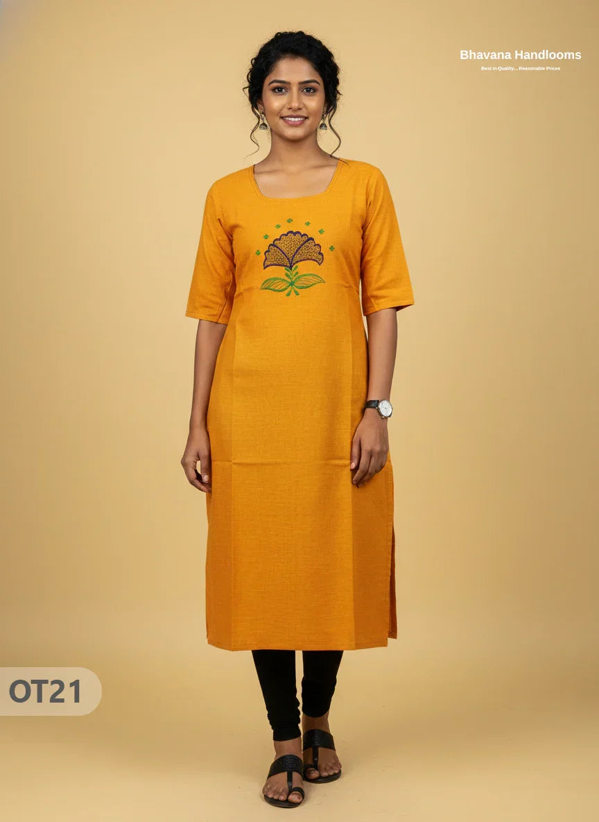 Cotton Tops with Full Length Lining Yellow Colour | Dailywear Essentials