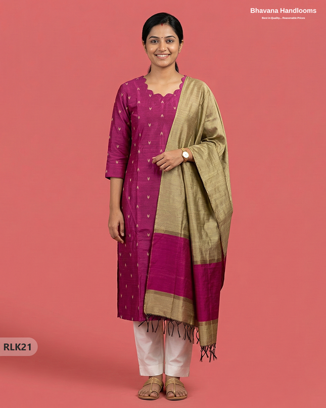 Raw Silk 2PC Set in Pink Colour | Top & Dupatta Only Ethnic Wear