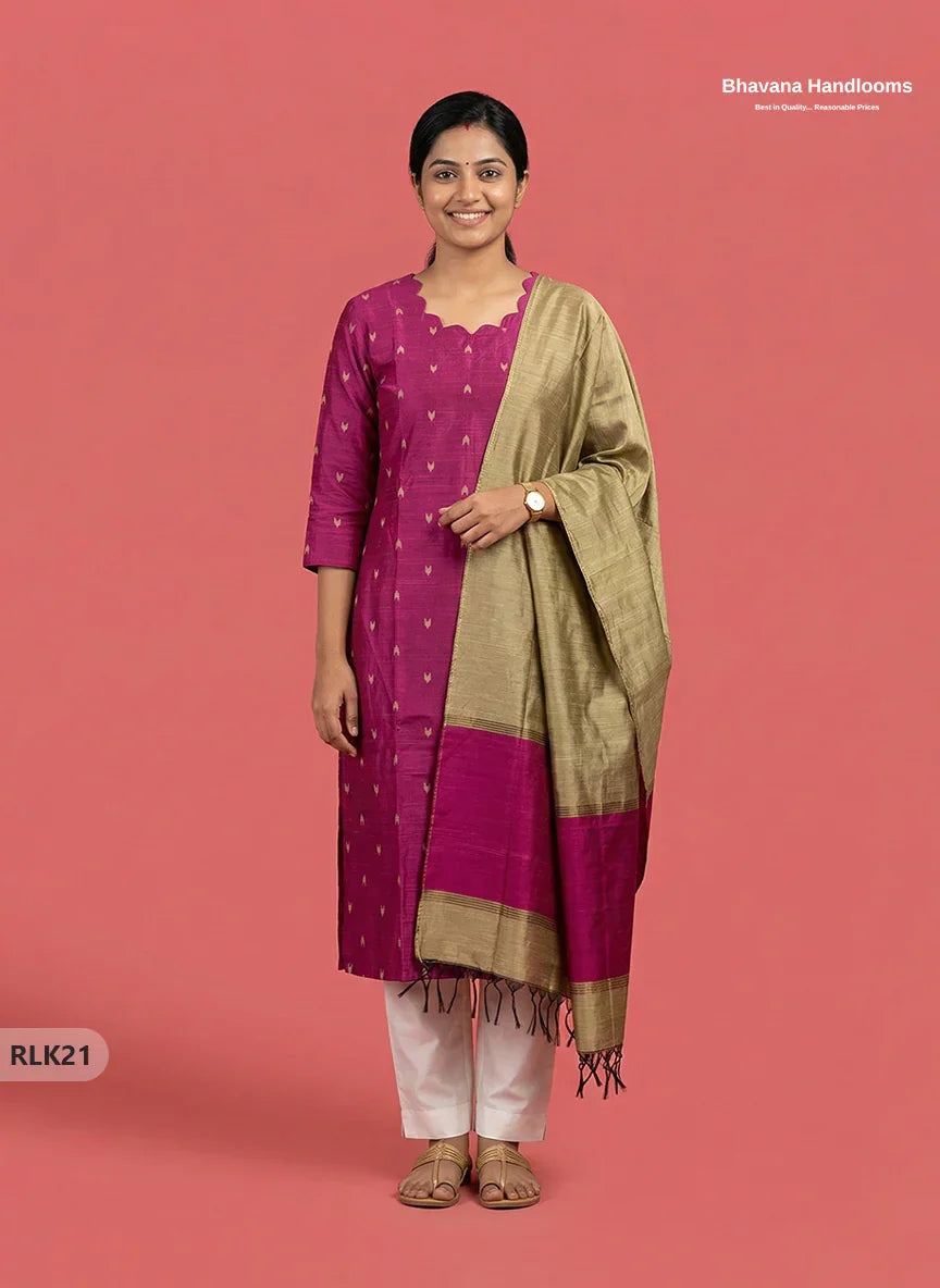 Raw Silk 2PC Set in Pink Colour | Top & Dupatta Only Ethnic Wear