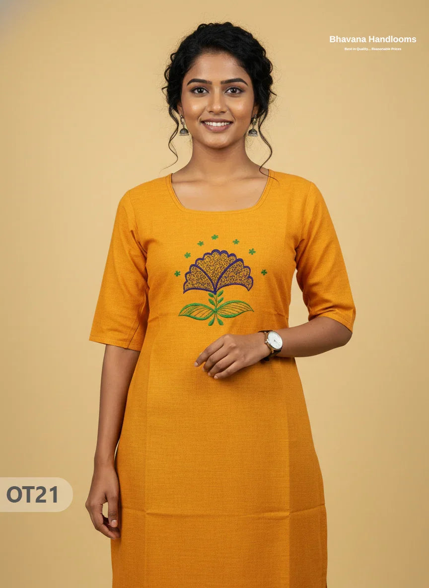 Cotton Tops with Full Length Lining Yellow Colour | Dailywear Essentials