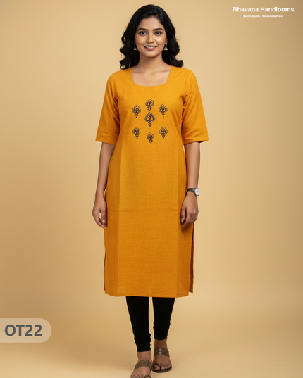 Cotton Tops with Full Length Lining Yellow Colour | Dailywear Essentials