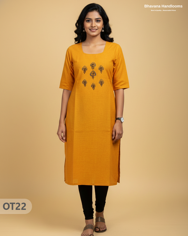 Cotton Tops with Full Length Lining Yellow Colour | Dailywear Essentials