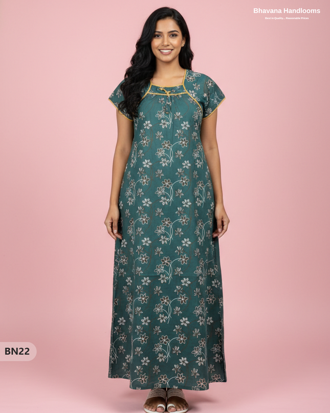 Cotton Printed Nighties | Comfortable Free Size Nightwear for Women