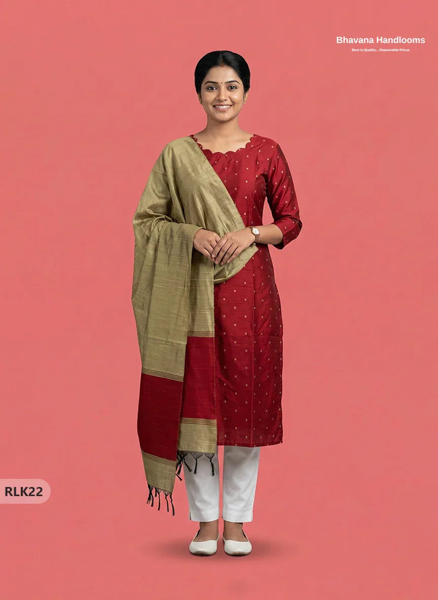 Raw Silk 2PC Set in Red Colour | Top & Dupatta Only Ethnic Wear