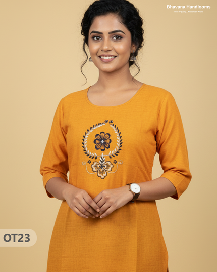 Cotton Tops with Full Length Lining Yellow Colour | Dailywear Essentials