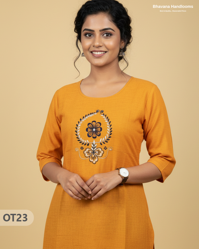 Cotton Tops with Full Length Lining Yellow Colour | Dailywear Essentials