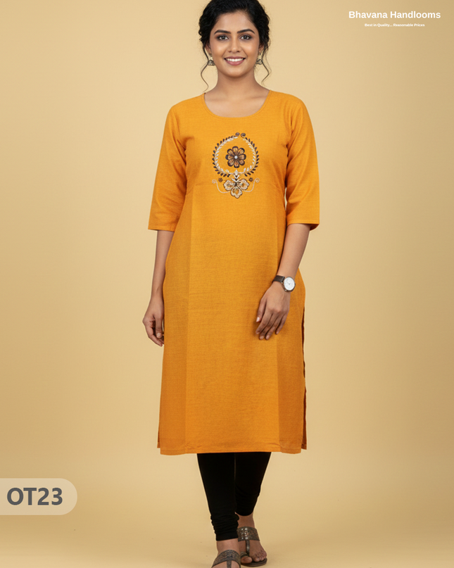 Cotton Tops with Full Length Lining Yellow Colour | Dailywear Essentials