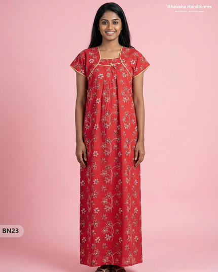 Cotton Printed Nighties | Comfortable Free Size Nightwear for Women