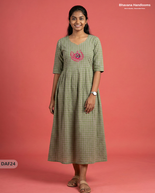 Comfortable Daily Wear Cotton Frock – Gray Colour | Half Lining