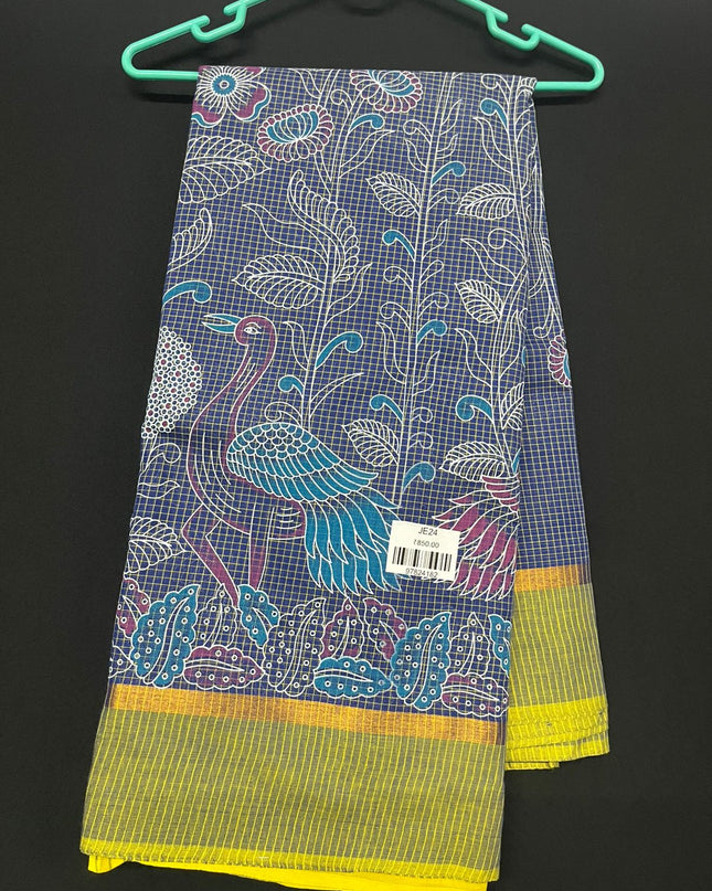 Chirala cotton saree half Blue shade and printed blouse