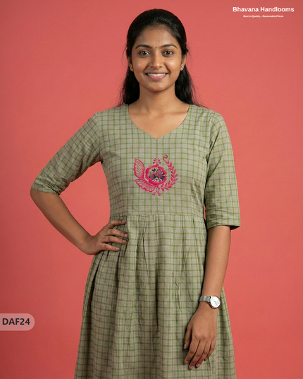 Comfortable Daily Wear Cotton Frock – Gray Colour | Half Lining