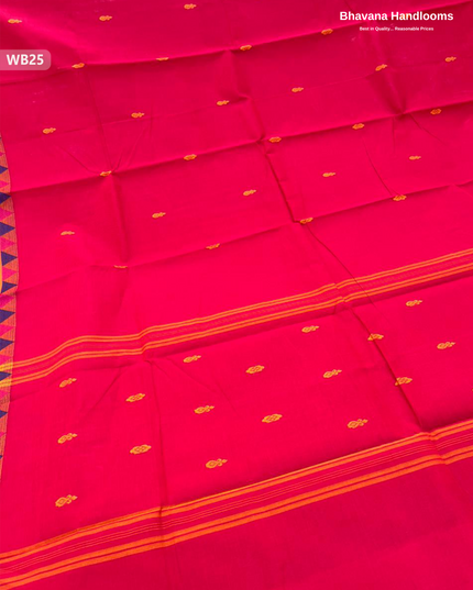 Authentic Kanchi Cotton Handloom Saree – Red Colour (Without Blouse)