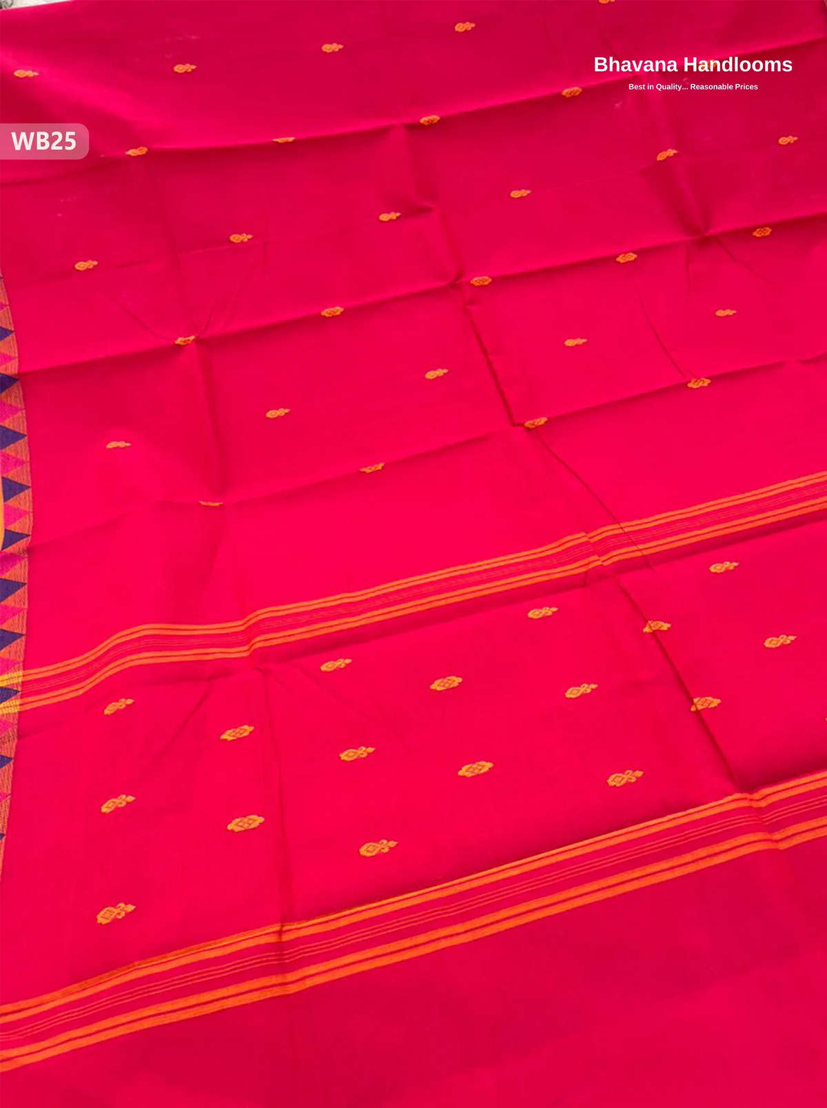 Authentic Kanchi Cotton Handloom Saree – Red Colour (Without Blouse)