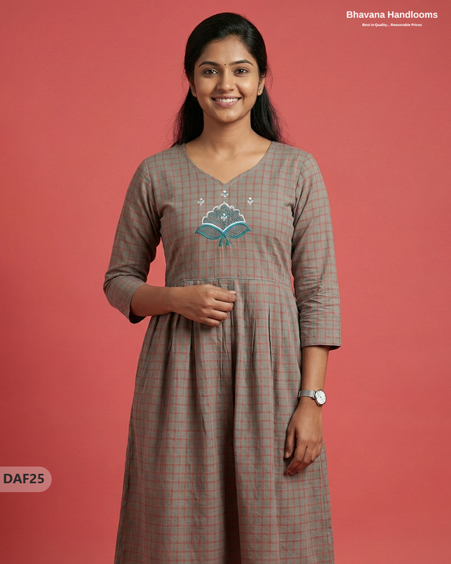Comfortable Daily Wear Cotton Frock – Gray Colour | Half Lining