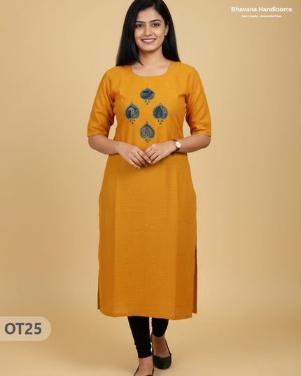Cotton Tops with Full Length Lining Yellow Colour | Dailywear Essentials
