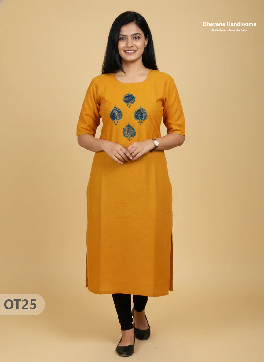 Cotton Tops with Full Length Lining Yellow Colour | Dailywear Essentials