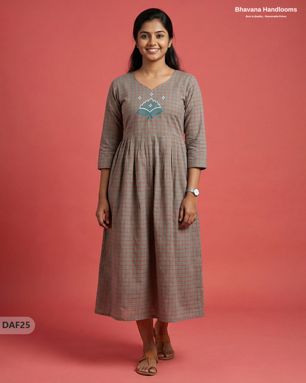 Comfortable Daily Wear Cotton Frock – Gray Colour | Half Lining