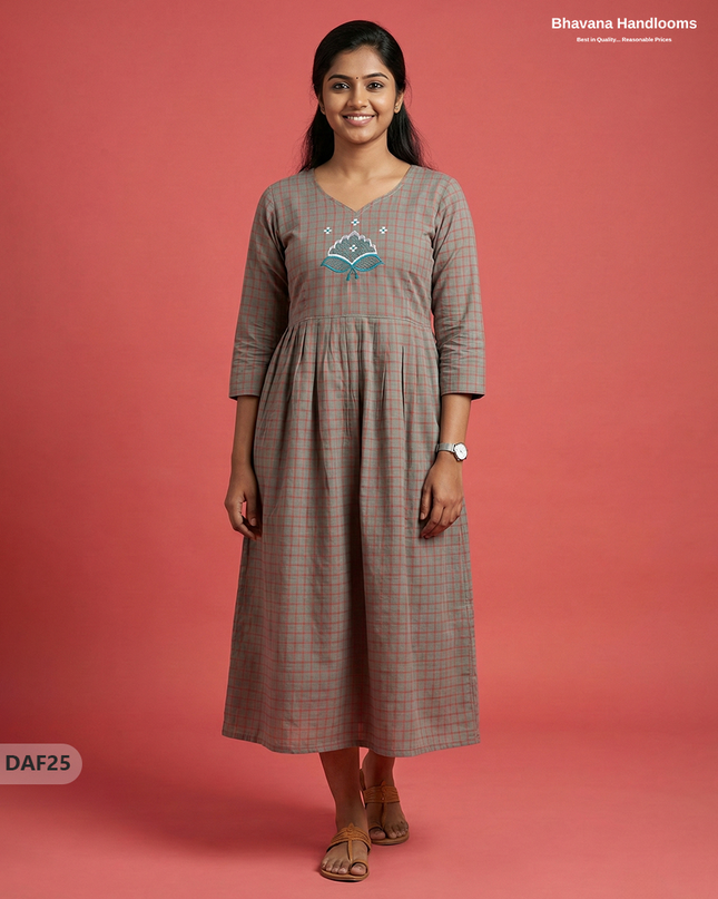Comfortable Daily Wear Cotton Frock – Gray Colour | Half Lining