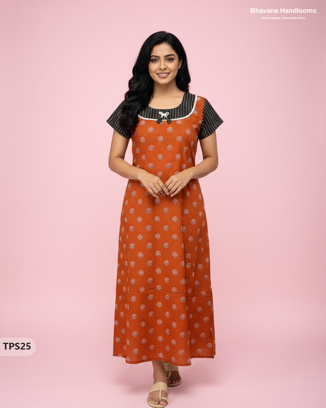 Cotton Printed Nighties | Comfortable Free Size Nightwear for Women