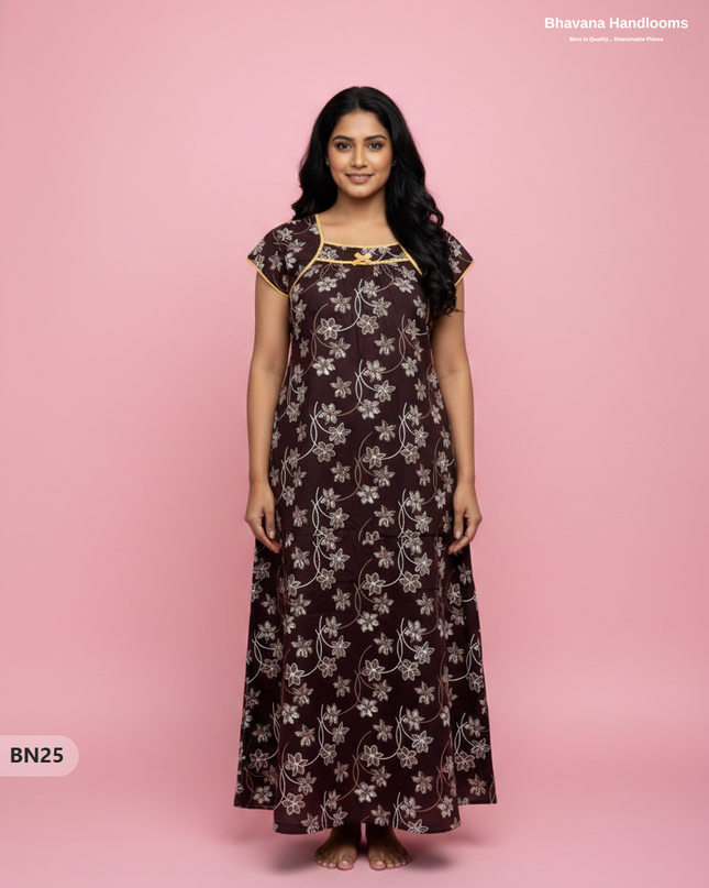Cotton Printed Nighties | Comfortable Free Size Nightwear for Women