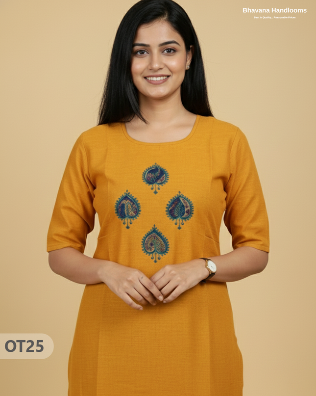 Cotton Tops with Full Length Lining Yellow Colour | Dailywear Essentials