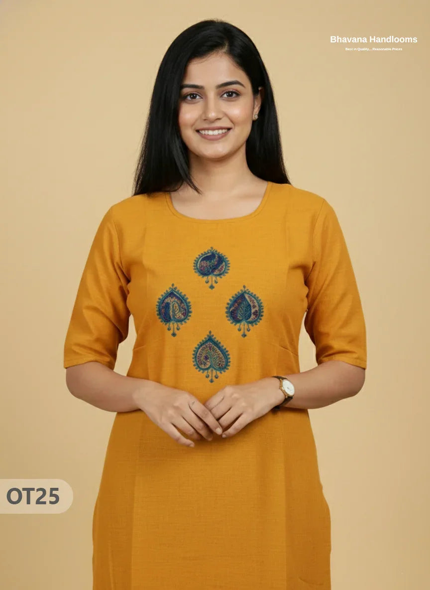 Cotton Tops with Full Length Lining Yellow Colour | Dailywear Essentials
