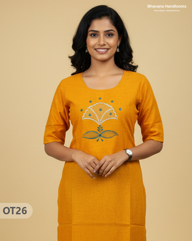 Cotton Tops with Full Length Lining Yellow Colour | Dailywear Essentials