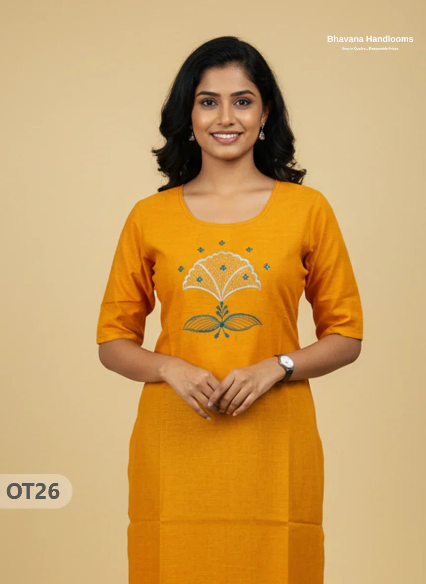Cotton Tops with Full Length Lining Yellow Colour | Dailywear Essentials