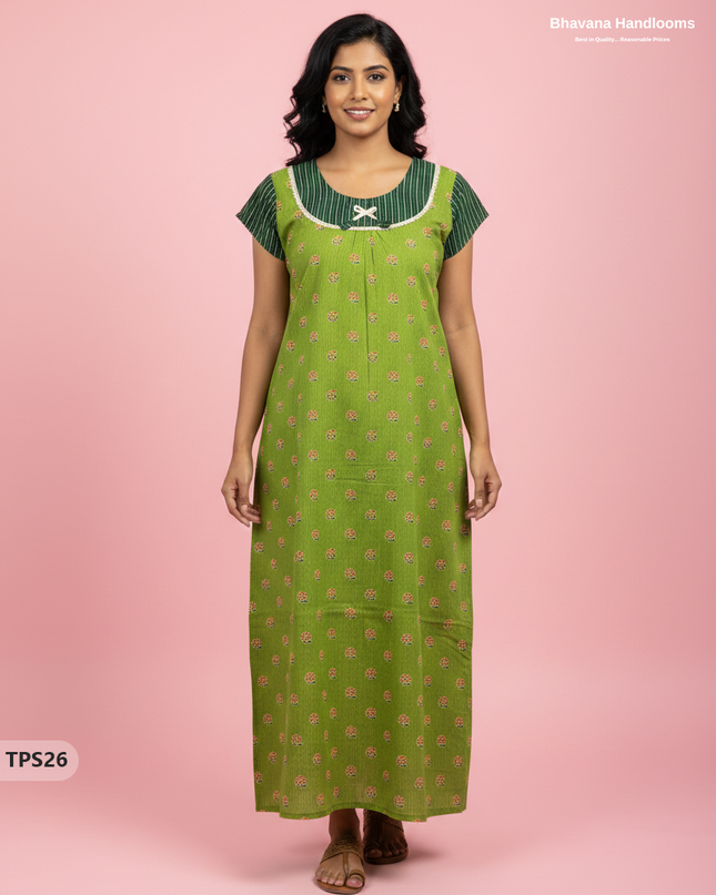 Cotton Printed Nighties | Comfortable Free Size Nightwear for Women