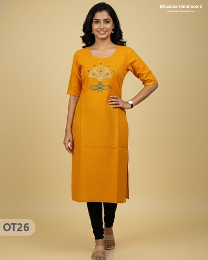 Cotton Tops with Full Length Lining Yellow Colour | Dailywear Essentials