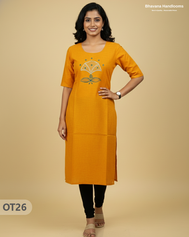 Cotton Tops with Full Length Lining Yellow Colour | Dailywear Essentials