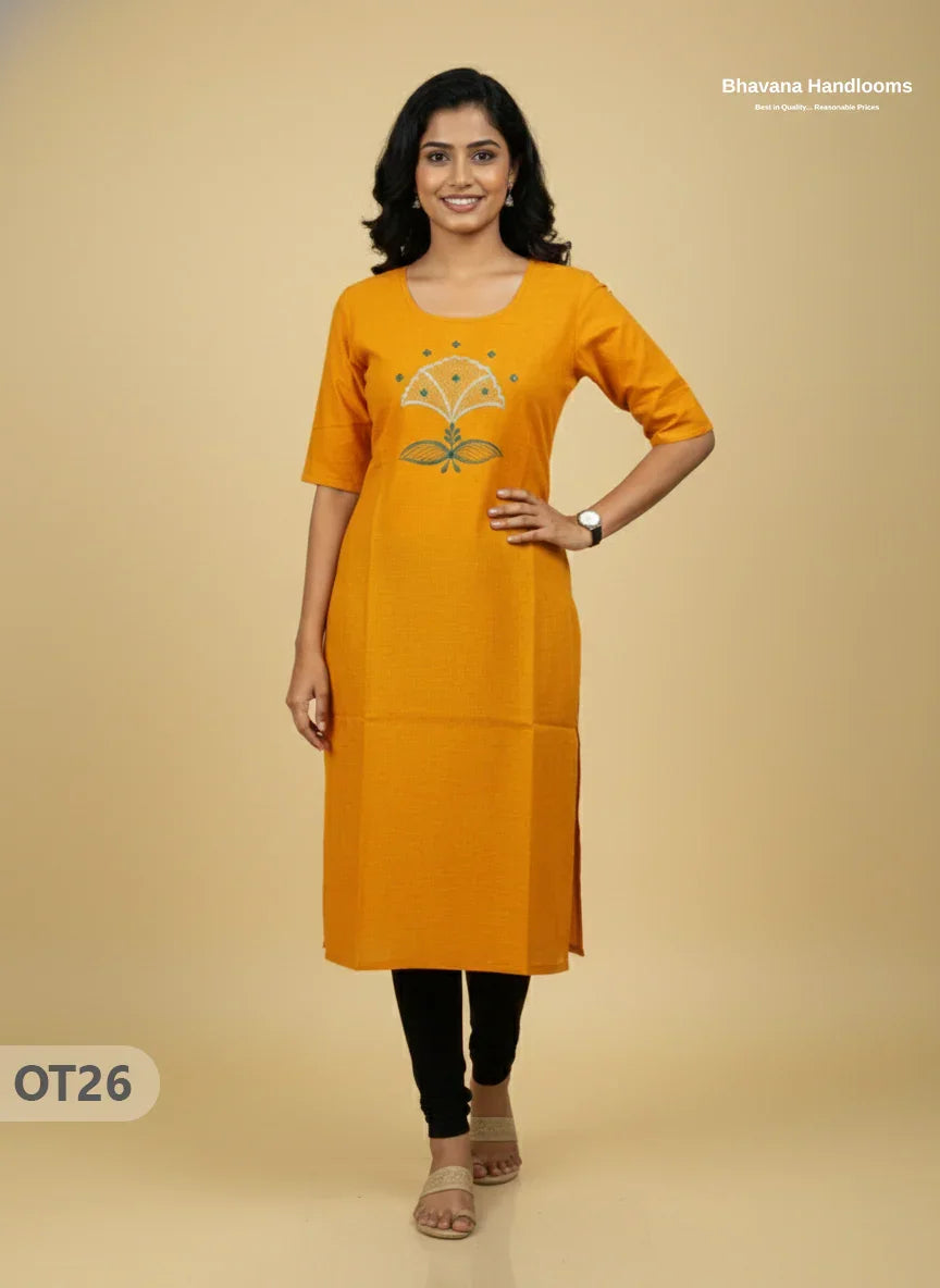 Cotton Tops with Full Length Lining Yellow Colour | Dailywear Essentials