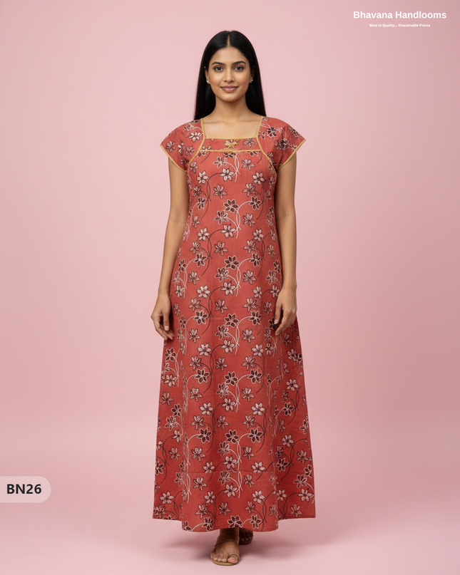 Cotton Printed Nighties | Comfortable Free Size Nightwear for Women