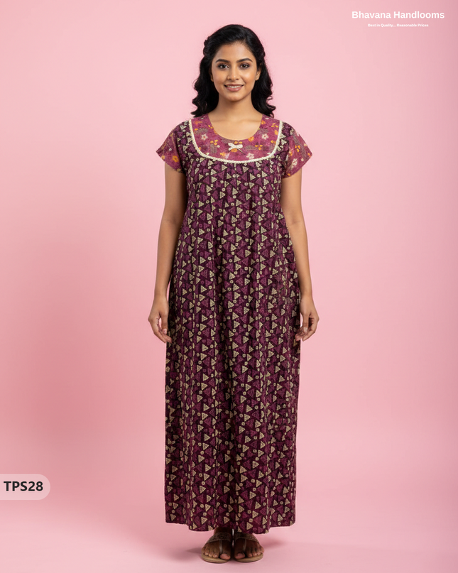 Cotton Printed Nighties | Comfortable Free Size Nightwear for Women