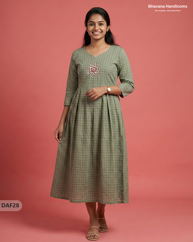 Comfortable Daily Wear Cotton Frock – Gray Colour | Half Lining