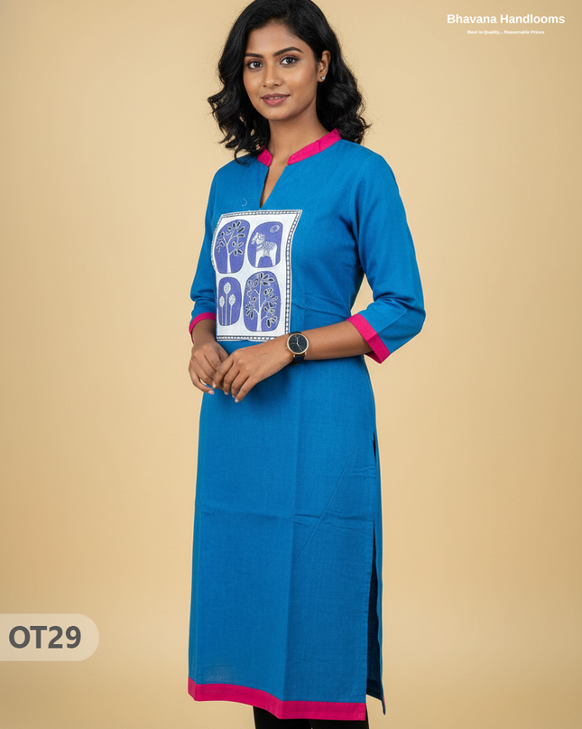 Cotton Tops with Full Length Lining Blue Colour | Dailywear Essentials