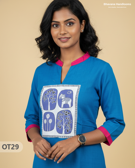 Cotton Tops with Full Length Lining Blue Colour | Dailywear Essentials