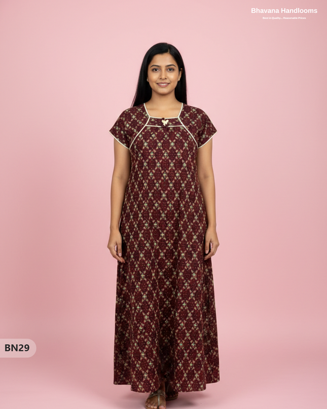 Cotton Printed Nighties | Comfortable Free Size Nightwear for Women