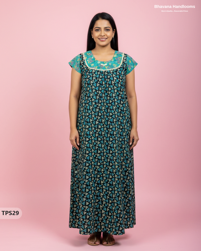 Cotton Printed Nighties | Comfortable Free Size Nightwear for Women