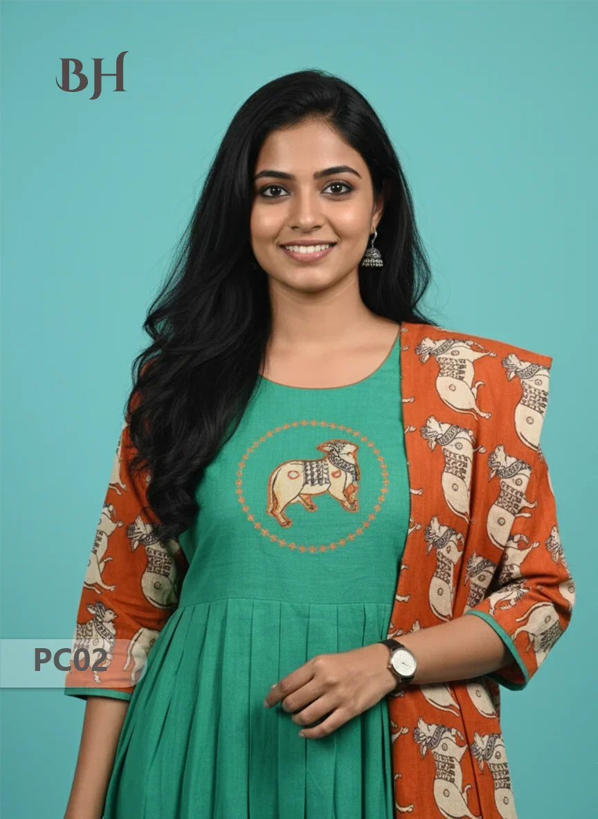 Premium 2-Piece Frock Set Lux Green Colour – Bhavana Originals Exclusive