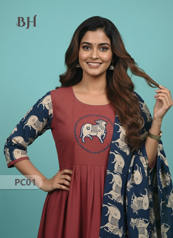 Premium 2-Piece Frock Set Maroon Colour – Bhavana Originals Exclusive