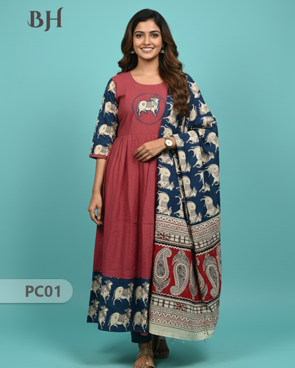 Premium 2-Piece Frock Set Maroon Colour – Bhavana Originals Exclusive