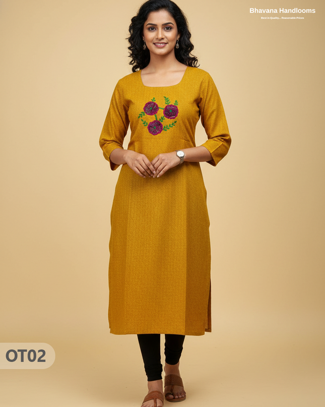 Cotton Tops with Full Length Lining Yellow Colour | Dailywear Essentials